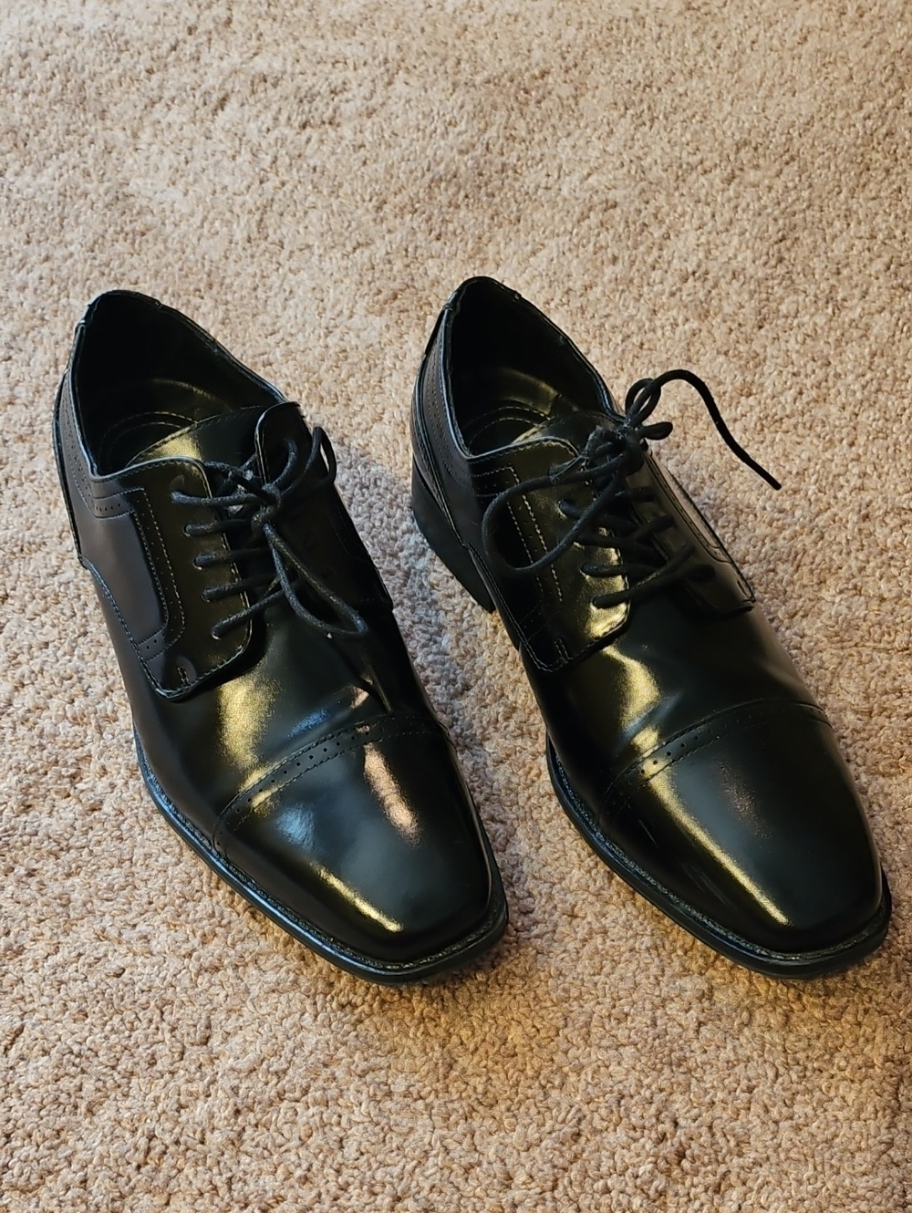 Men's Black Leather Dress Oxfords - Classic Lace-Up Formal Shoes